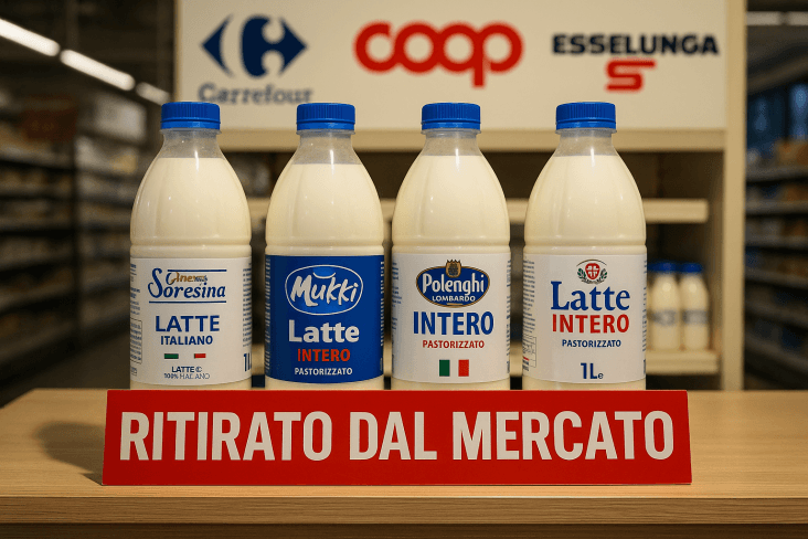 Latte di tre marche ritirato da Carrefour, Coop ed Esselunga attenzione ai lotti contaminati
