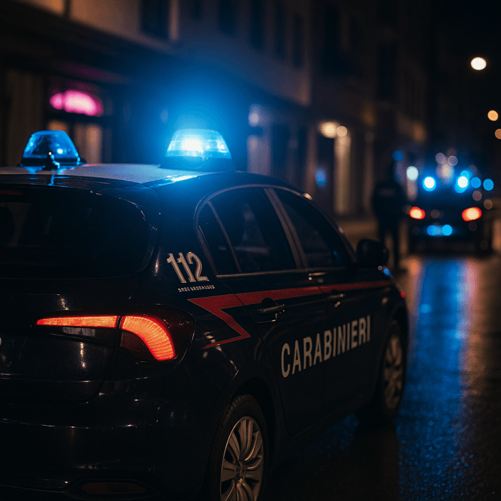 Intervento dei carabinieri fuori da una discoteca a Castelfranco Veneto di notte