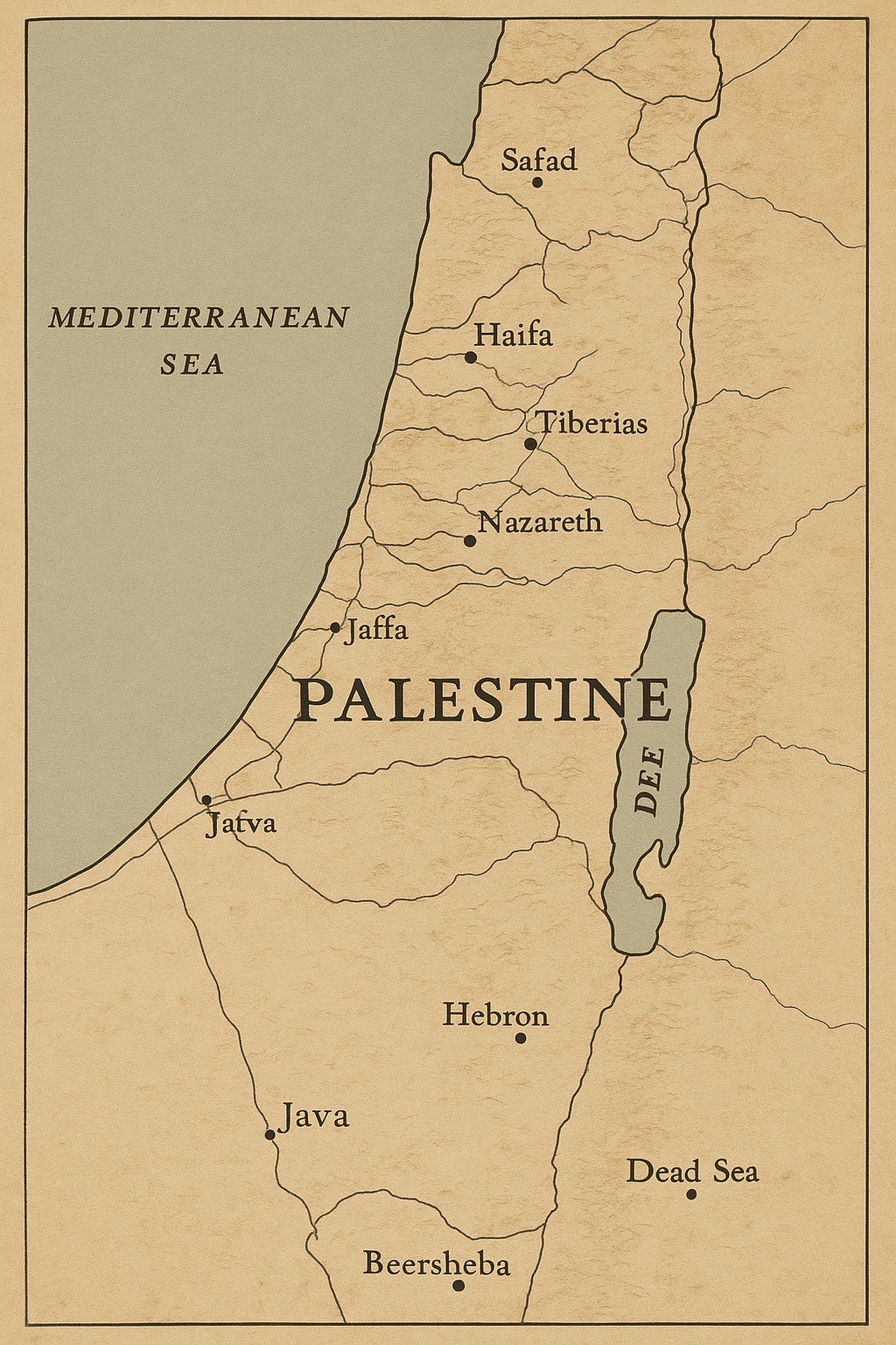 Mappa della Palestina prima del 1948 con nomi storici