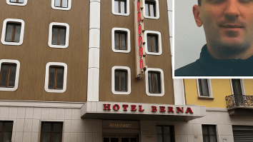 Killer in fuga Milano, esterno Hotel Berna con volto del sospetto