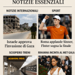 06 maggio 2025 – Rassegna Stampa – Notizie Essenziali 21 Rassegna stampa del 6 maggio 2025 con foto: Gaza, Sinner, sciopero treni e Rihanna incinta al Met Gala