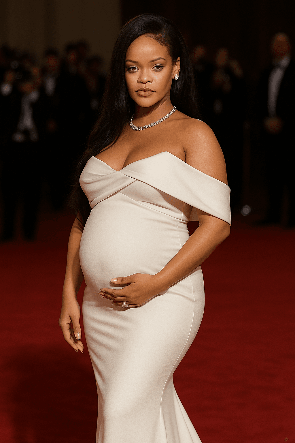 Rihanna incinta Met Gala 2025 in abito bianco, pancione in vista sul red carpet