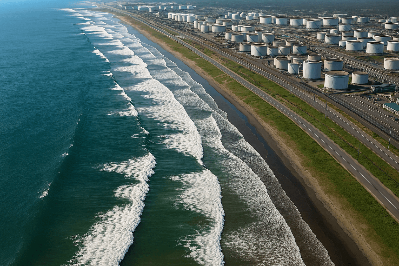 Onde alte lungo la costa di Iwate in Giappone dopo il terremoto che ha attivato l’allerta tsunami.