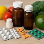 Farmaci che privano l’organismo di vitamine e minerali: cosa sapere per proteggere il corpo 20 Pillole e compresse colorate accanto a frutta e verdura fresca che rappresentano vitamine e minerali essenziali, simbolo dell’equilibrio tra farmaci e salute.