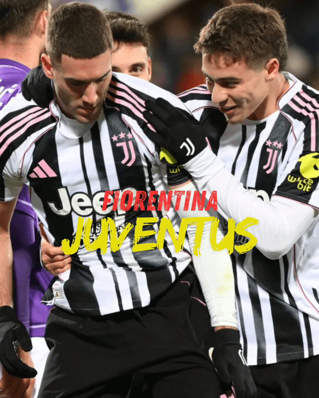 Esultanza dei giocatori della Fiorentina dopo il pareggio in Fiorentina-Juventus 1-1 allo stadio Franchi.
