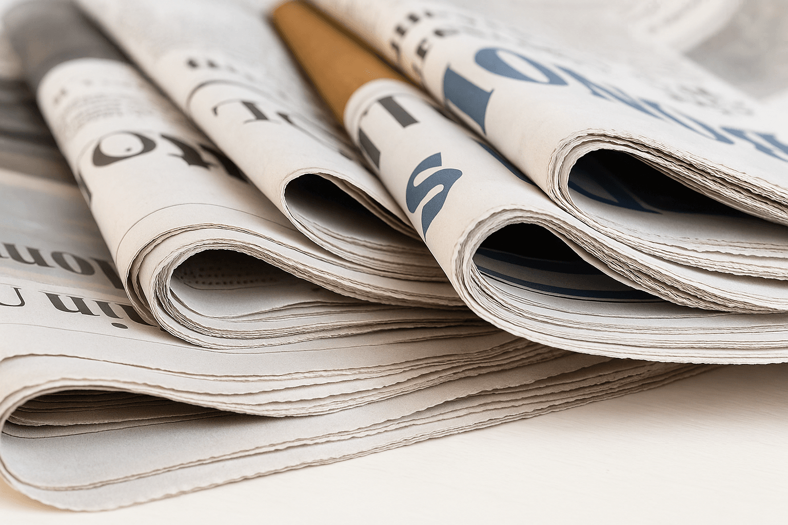 Rassegna stampa oggi 07/11/2025: pile di quotidiani italiani piegati su un tavolo di legno, simbolo delle notizie del giorno.