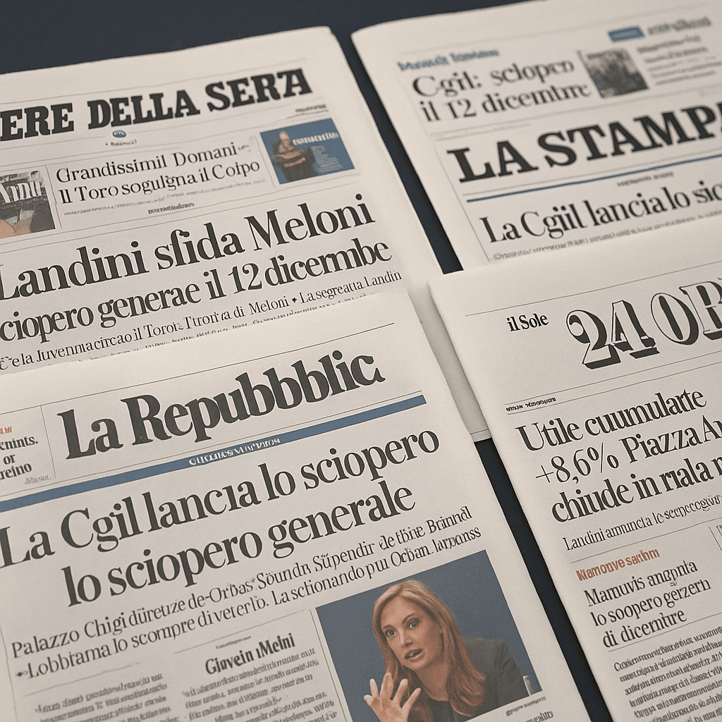 Rassegna stampa oggi 08/11/2025 – Giornali italiani su un tavolo