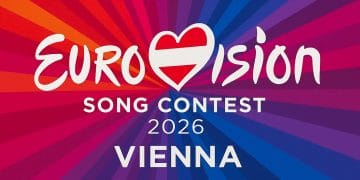 Ritiro paesi Eurovision 2026: confronto tra la bandiera della Russia esclusa e quella di Israele ammessa sul palco di Vienna, con cartelli di protesta.