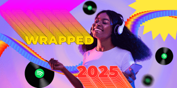 Spotify Wrapped 2025: schermata dello smartphone con grafici colorati e statistiche musicali annuali pronte per la condivisione social.