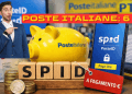 Schermata dell'app PosteID con delle monete sopra, simbolo del nuovo SPID a pagamento Poste Italiane.